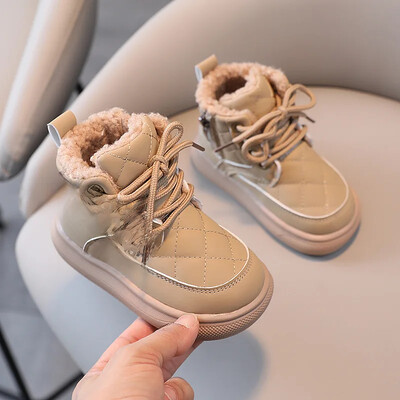 Παιδιά Φθινόπωρο Χειμώνας Αγόρια Καρό Σχέδιο Πλαϊνό Φερμουάρ Baby Μονό Παπούτσι Βαμβακερό παπούτσι Ζεστό χαμηλού κοψίματος χονδρό πάτο Eva