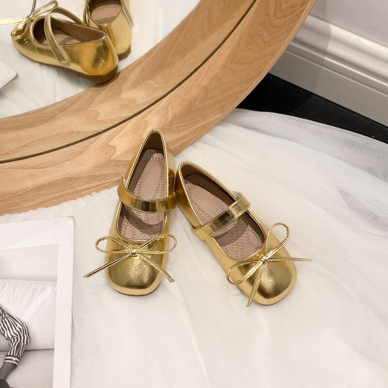 Libisemisvastased pehmed madala kaarega tüdrukute nahast kingad Kuldsed/hõbedased kevad-sügis, PU tüdrukute vabaaja nahast kingad Sandalias De Mujer