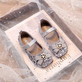 Pärlilillega vibu litrid tüdrukute nahast kingad kevad-sügis PU tüdrukute vabaaja nahast kingad, suurus 26-36 Sandalias De Mujer