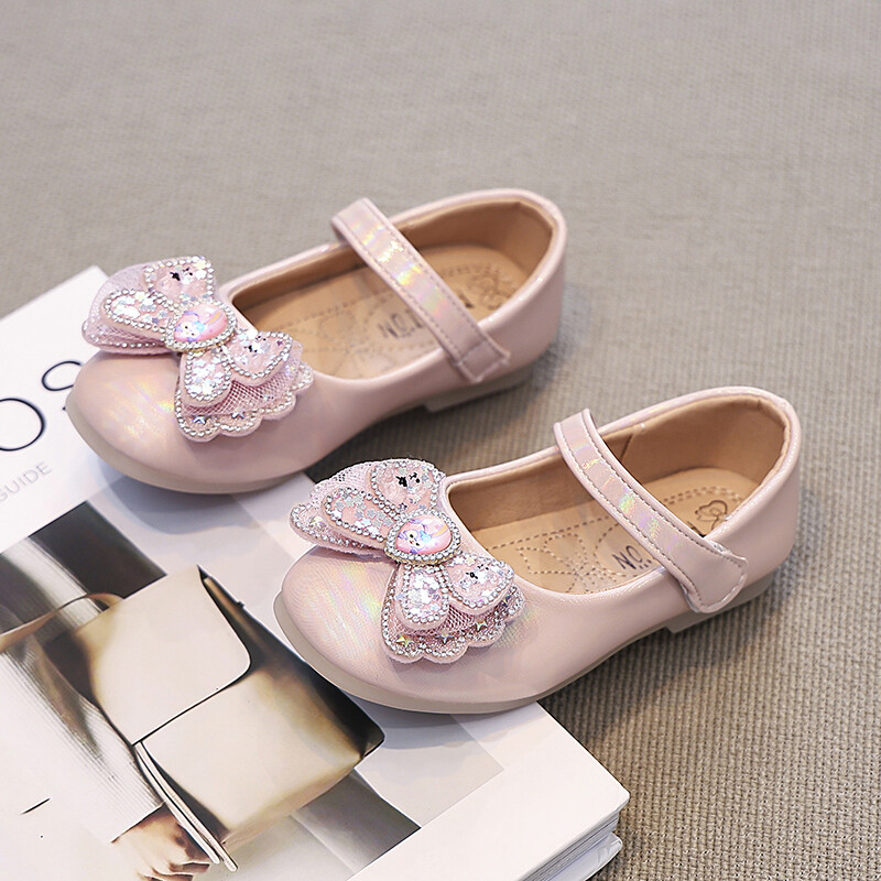 Розови/лилави кожени обувки за момичета с диамантена панделка Ежедневни кожени обувки от полиуретан за момичета, размер 26-36, Sandalias De Mujer