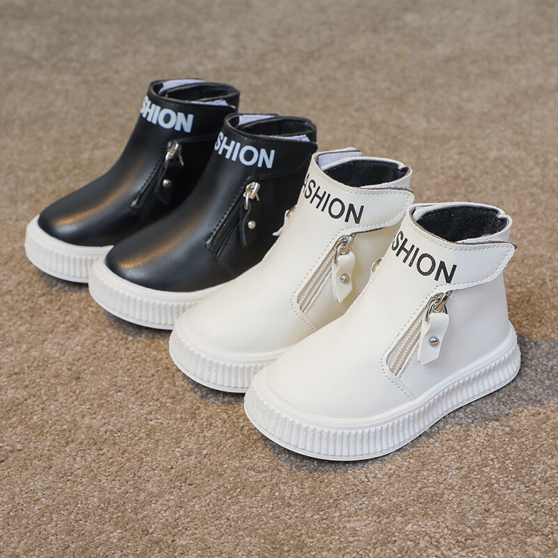 Laste Moodsad Tüdrukute Saapad Mitmekülgne küljetõmblukk Ümar ninaga Laste Poistele Spordisaapad Klassikaline ühevärviline Libisemisvastane Korea kevadine PU