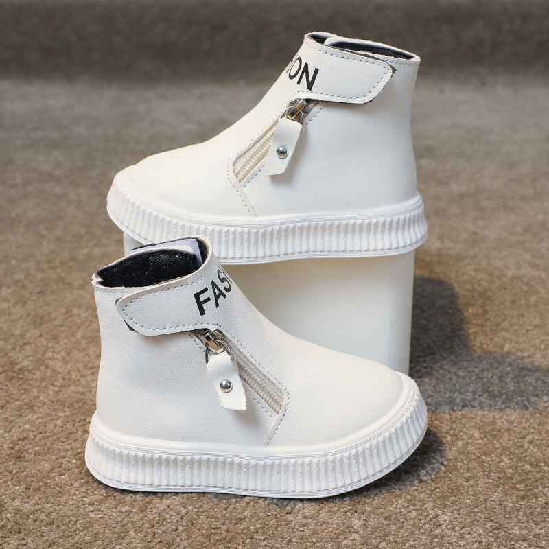 Laste Moodsad Tüdrukute Saapad Mitmekülgne küljetõmblukk Ümar ninaga Laste Poistele Spordisaapad Klassikaline ühevärviline Libisemisvastane Korea kevadine PU