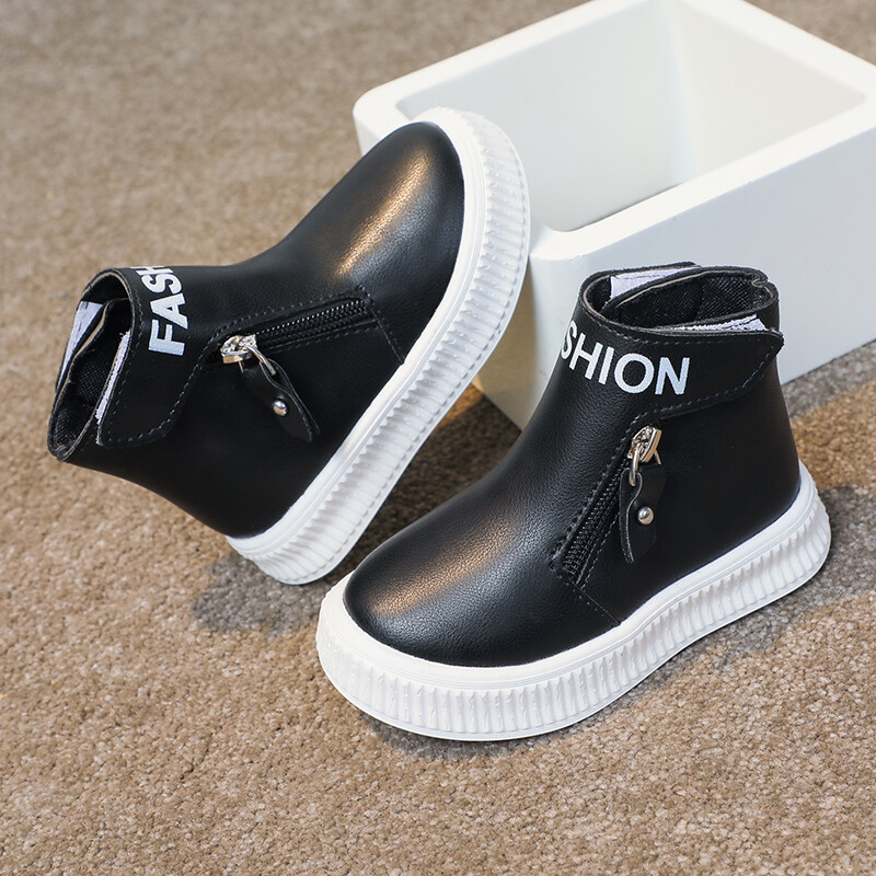 Laste Moodsad Tüdrukute Saapad Mitmekülgne küljetõmblukk Ümar ninaga Laste Poistele Spordisaapad Klassikaline ühevärviline Libisemisvastane Korea kevadine PU