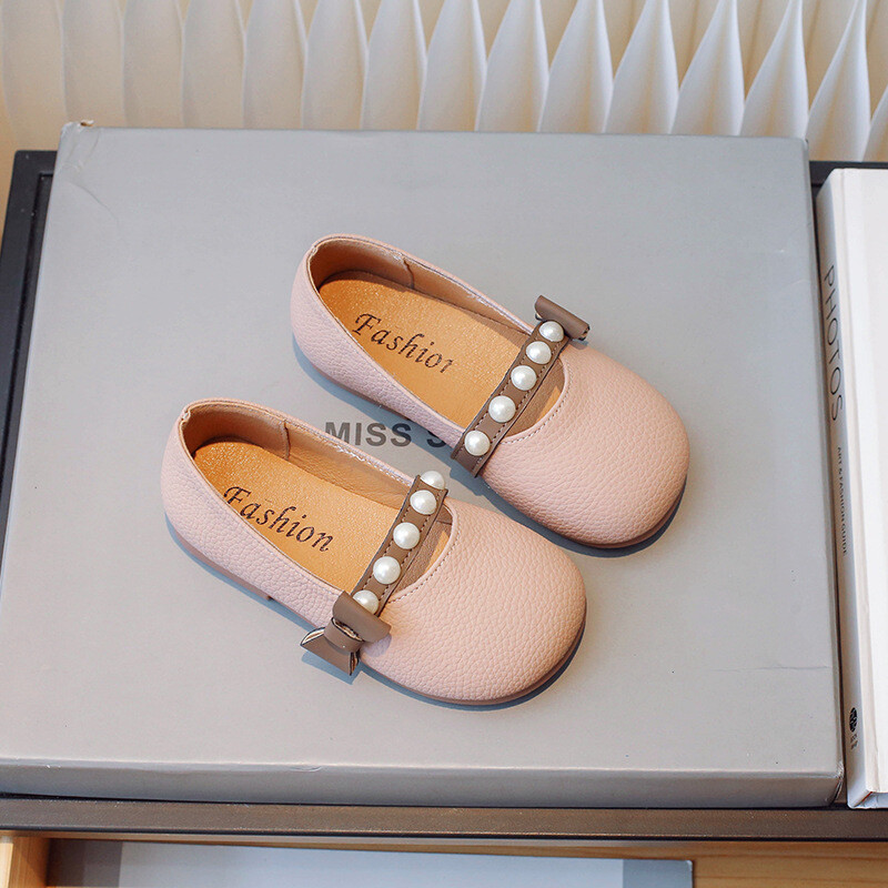 Suurused 23-35 Printsessikingad lastele 2024. aasta kevad-sügis, uued Briti stiilis helmed Tüdrukute vabaaja nahast kingad Väikeste tüdrukute tantsukingad