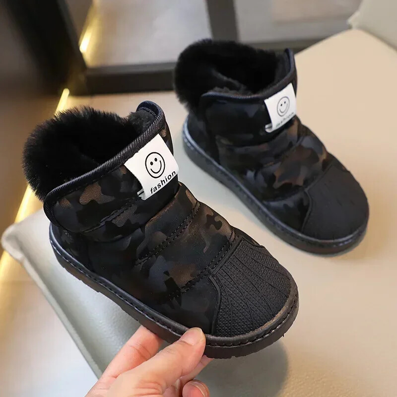 Nou 2024 iarna copii cizme de zapada impermeabile din piele pentru baieti fete moda anti-alunecare pentru copii cizme calde de pluș pantofi din bumbac pentru sugari