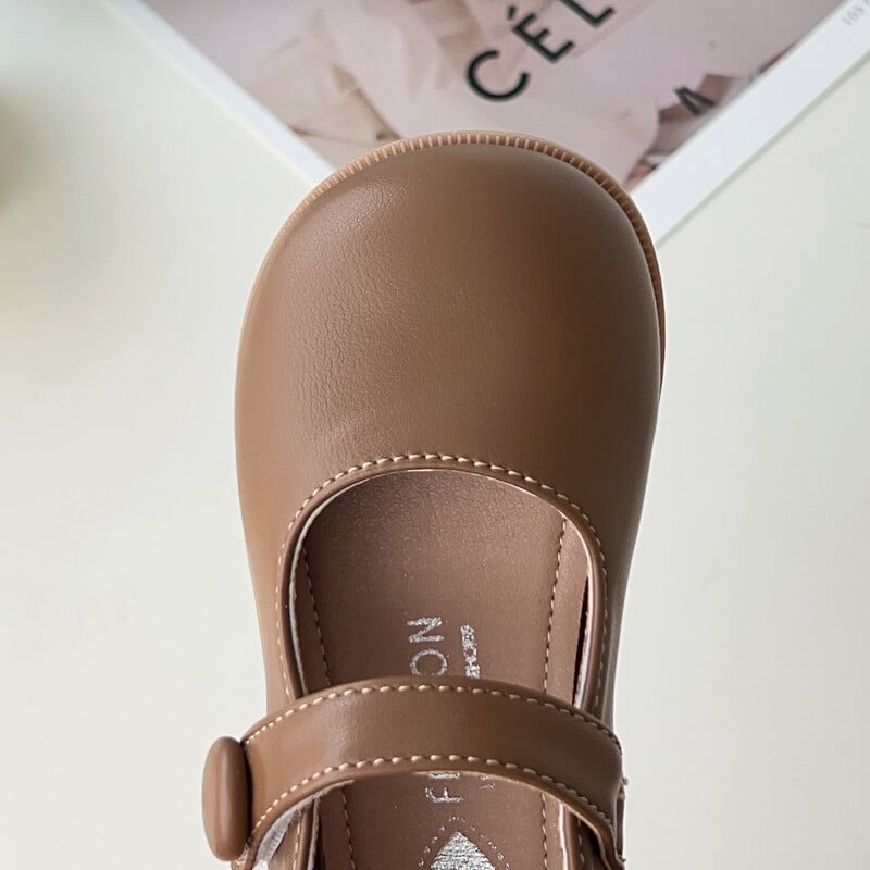 Детски кожени обувки Момичета Плитки обувки на принцеса Удобни британски стил Ежедневни обувки с мека подметка Размер 23-34