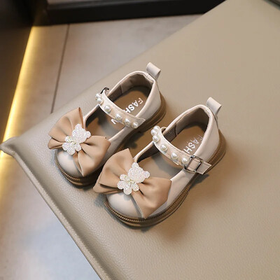 Moodsad laste kingad, 2023. aasta kevadsügis, uus stiil, väikesed naiste, laste vibu nahast kingad, stiilne printsess, trendikas