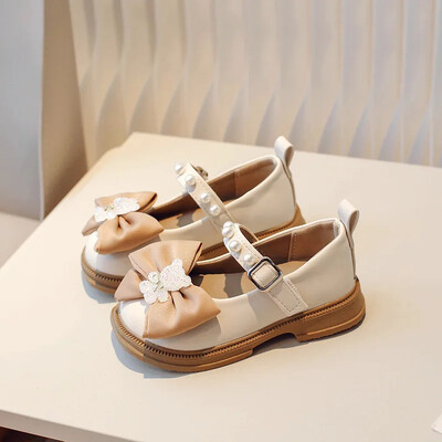 Armsad kristallkaru kaunistused Beebi koolikingad tüdrukutele Pearl Ankle Strape Printsessi kingad Tüdrukutele Elegantsed peokingad Lapsed G08032