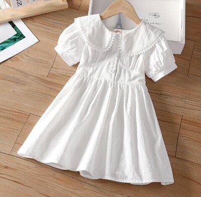 Letné detské spoločenské šaty pre dievčatká princeznovské šaty z bavlny a bielej farby bez rukávov s výšivkou, ležérne módne oblečenie