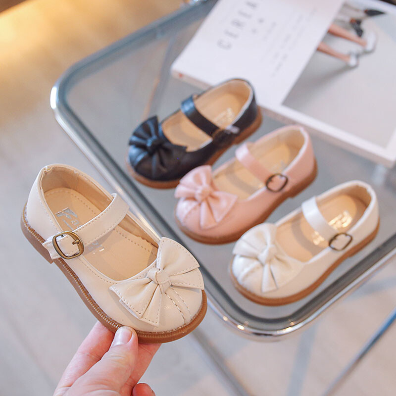 Нови есенни обувки за момичета Bow Mary Jane Shoes Детски оксфордски обувки Нехлъзгащи се обувки Детски кожени училищни обувки за бебета, прохождащи 46R