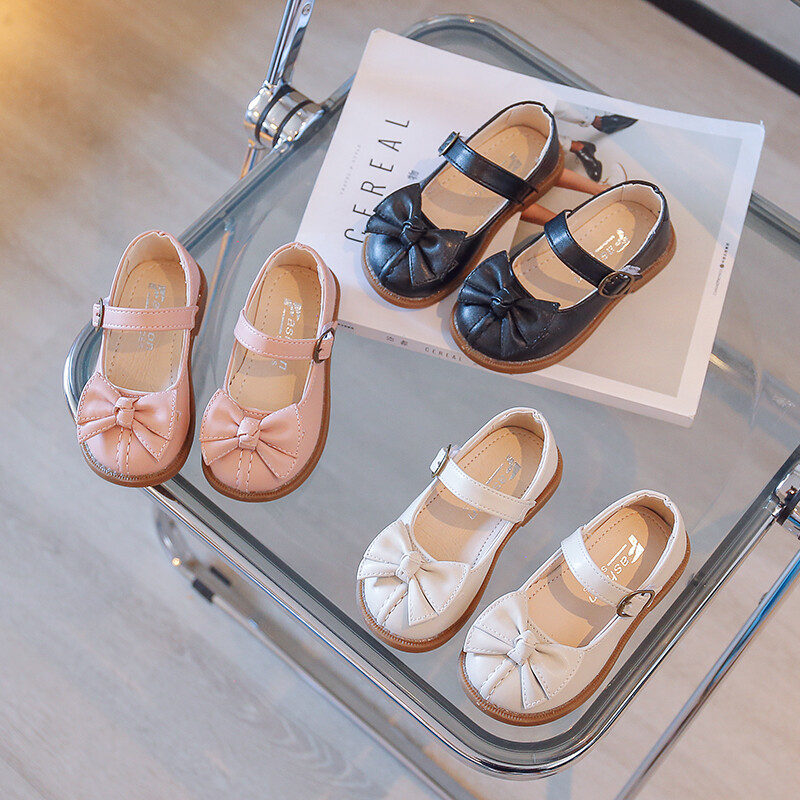 Нови есенни обувки за момичета Bow Mary Jane Shoes Детски оксфордски обувки Нехлъзгащи се обувки Детски кожени училищни обувки за бебета, прохождащи 46R
