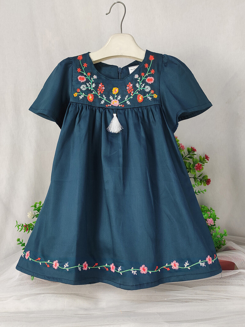 Väikelapsele Tüdrukutele Tikitud Kleit Suvine Printsess Tüdrukute Sünnipäevapeokleitid Lastele Puuvillased Riided Vabaaja lasteriided