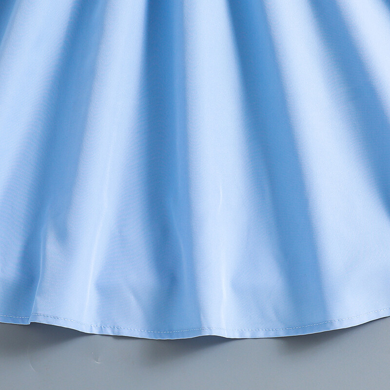 Haljina za djevojčice od 8 do 12 godina Bijelo plava haljina s čipkastim rubom, patchwork i naborani dizajn Jednostavna, velikodušna dnevna, kauzalna, elegantna odjeća