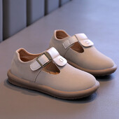 Tüdrukute libisemisvastase ümmarguse ninaosaga metallpandlaga nahast kingad, kevad-sügis, vabaaja tüdrukute vabaaja nahast kingad Sandalias De Mujer