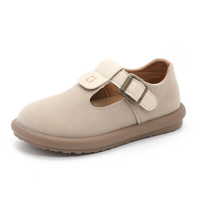 Tüdrukute libisemisvastase ümmarguse ninaosaga metallpandlaga nahast kingad, kevad-sügis, vabaaja tüdrukute vabaaja nahast kingad Sandalias De Mujer