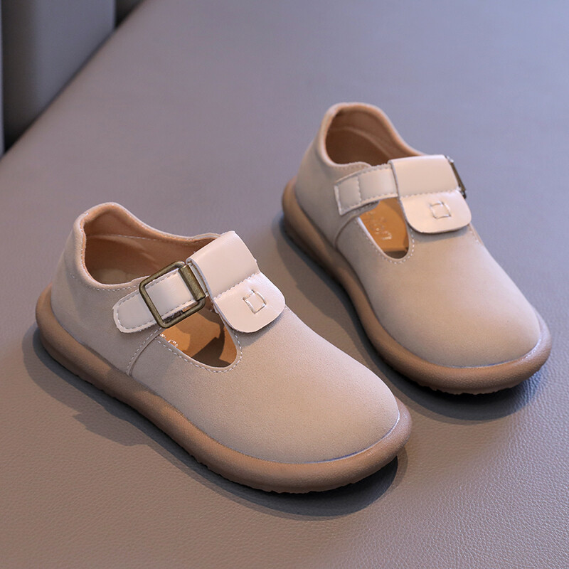 Tüdrukute libisemisvastase ümmarguse ninaosaga metallpandlaga nahast kingad, kevad-sügis, vabaaja tüdrukute vabaaja nahast kingad Sandalias De Mujer