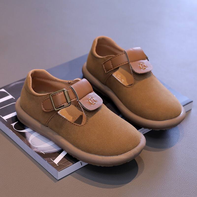 Tüdrukute libisemisvastase ümmarguse ninaosaga metallpandlaga nahast kingad, kevad-sügis, vabaaja tüdrukute vabaaja nahast kingad Sandalias De Mujer