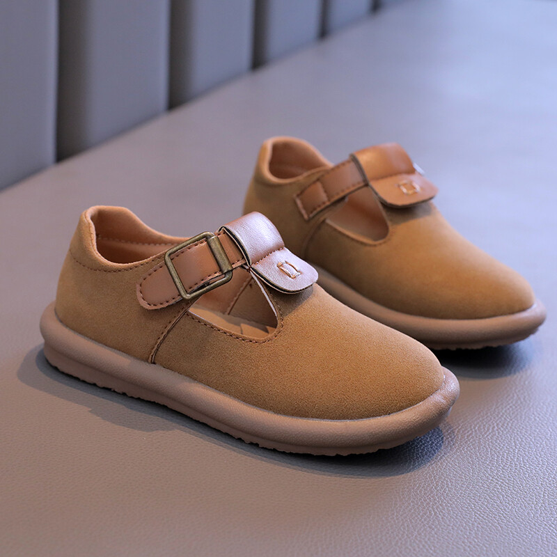 Tüdrukute libisemisvastase ümmarguse ninaosaga metallpandlaga nahast kingad, kevad-sügis, vabaaja tüdrukute vabaaja nahast kingad Sandalias De Mujer