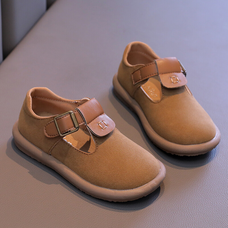 Tüdrukute libisemisvastase ümmarguse ninaosaga metallpandlaga nahast kingad, kevad-sügis, vabaaja tüdrukute vabaaja nahast kingad Sandalias De Mujer