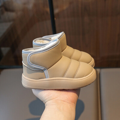 Talvised soojad lumesaapad Laste nahast plüüsis poolsaapad poistele tüdrukutele pehme tallaga puuvillased kingad Beebimood väikelaste imikute kingad