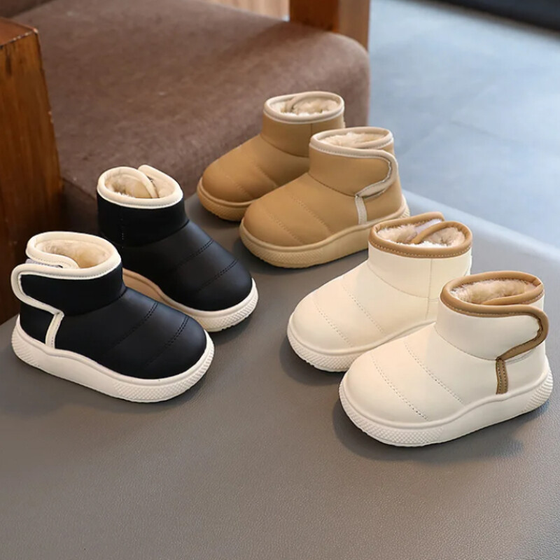 Talvised soojad lumesaapad Laste nahast plüüsis poolsaapad poistele tüdrukutele pehme tallaga puuvillased kingad Beebimood väikelaste imikute kingad