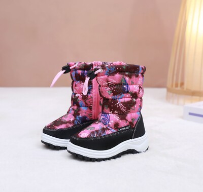 Χειμερινές μπότες χιονιού για αγόρια και μπότες ψησίματος High Barrel Winter Thickened And Fleece Plus Μεγάλα παιδικά βαμβακερά παπούτσια