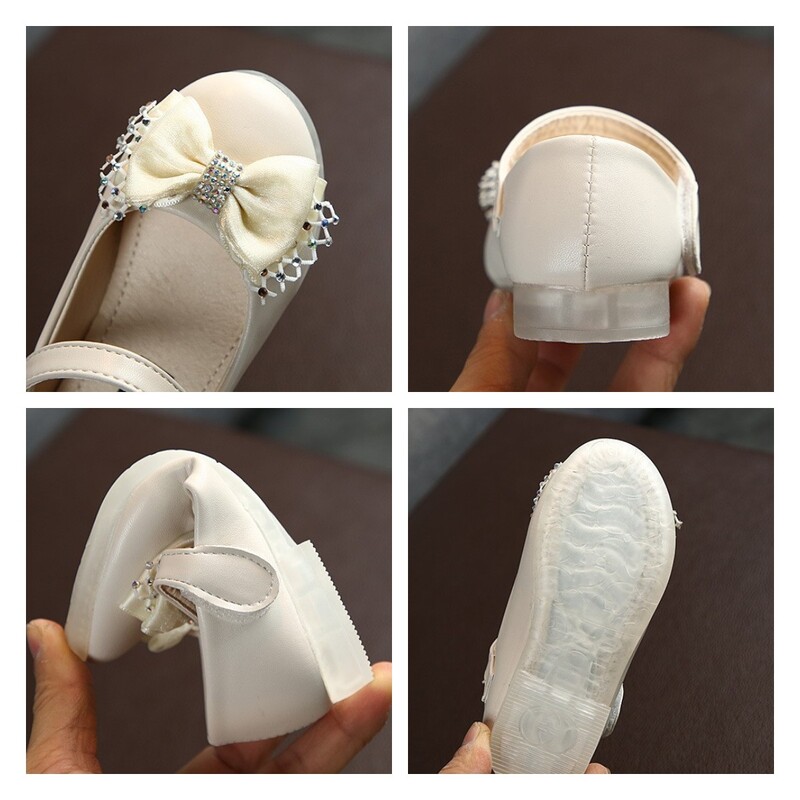 Must-valged roosad nahast kingad lastele tüdrukutele mood armsad vibuprintsess-peokleit-jalatsid Lastele mõeldud püksid jalatsid Jalatsid