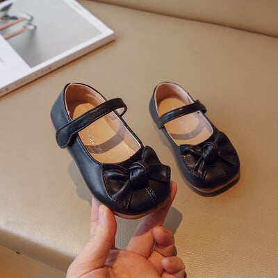 Pantofi din piele pentru fete 2024, primăvară toamnă, ocazional, cu fundă, pantofi de prințesă pentru copii, modă coreeană, cu talpă moale, pantofi singuri pentru fetiță