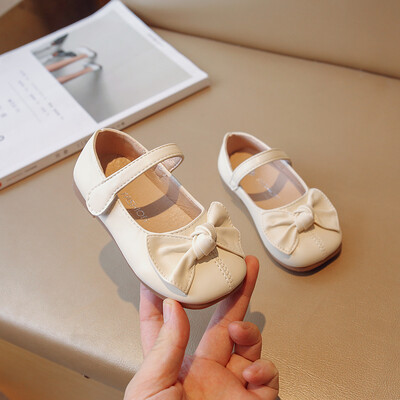 Pantofi din piele pentru fete 2024, primăvară toamnă, ocazional, cu fundă, pantofi de prințesă pentru copii, modă coreeană, cu talpă moale, pantofi singuri pentru fetiță