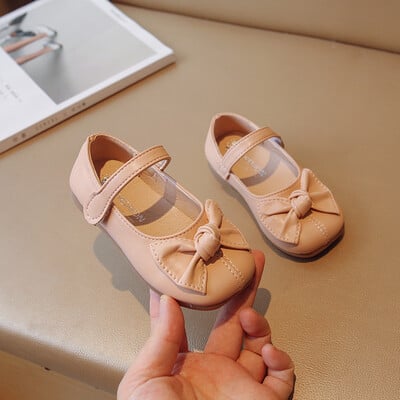 Pantofi din piele pentru fete 2024, primăvară toamnă, ocazional, cu fundă, pantofi de prințesă pentru copii, modă coreeană, cu talpă moale, pantofi singuri pentru fetiță