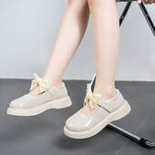 Sügismood Pearl Chain Laste koolijalatsid Printsessi Lastejalatsid Tüdrukutele Mustad Lapse nahast kingad 3 4 5 6 7 8 9 10 11 12