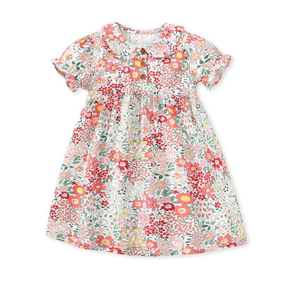 Little maven Girls Party Prints Kleidid Tüdrukutele Suvi 2024 Puuvillased lasteriided Lilled Lastekleidid Kostüümid