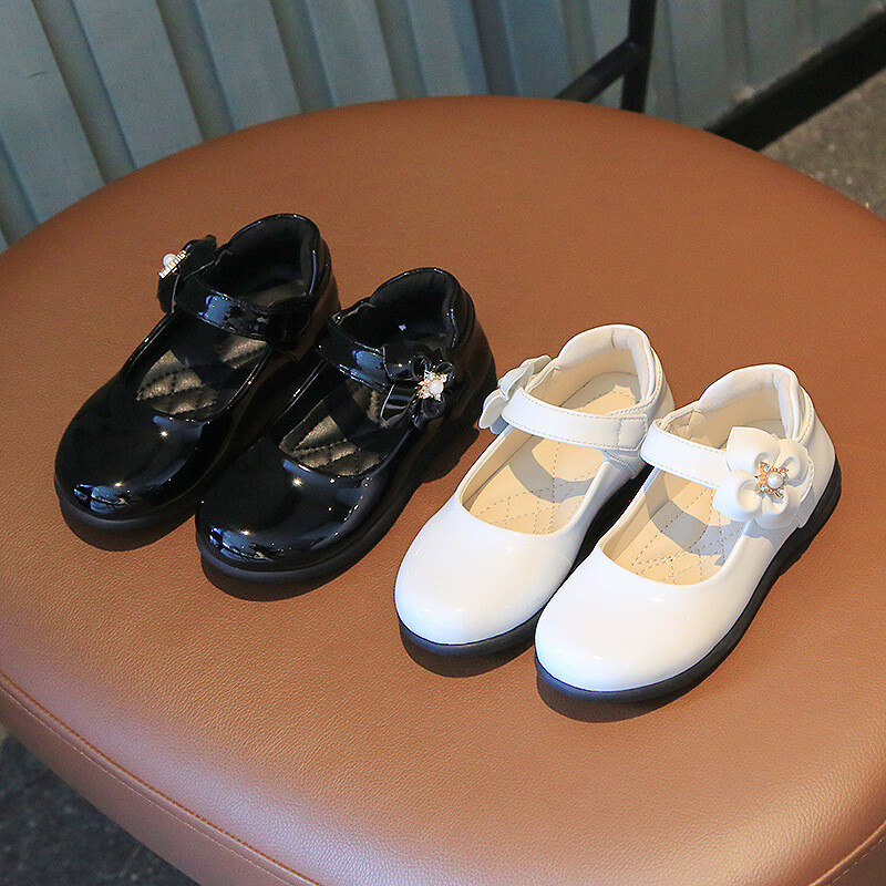 Gyermek diák bőr cipők fekete fehér őszi 3-12 éves gyerekek gyerekcipők lányok hercegnő cipők iskolai teljesítményhez
