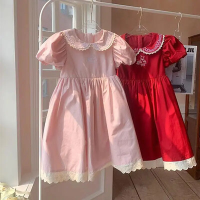 2024 лятна нова рокля на принцеса за момичета Бебешка дълга рокля във френски придворен стил Детско облекло Ежедневни рокли