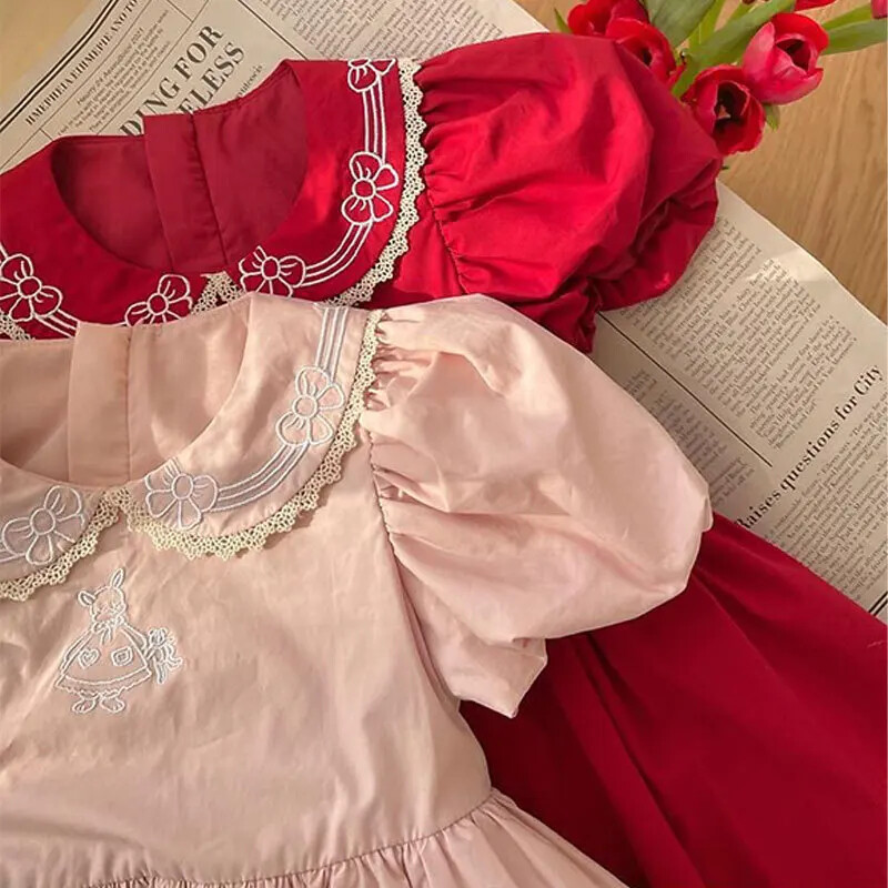 2024 лятна нова рокля на принцеса за момичета Бебешка дълга рокля във френски придворен стил Детско облекло Ежедневни рокли