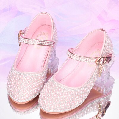 Kõrge kontsaga sandaalid tüdrukutele Uued kevadised ja sügisesed Baby Performance nahast kingad väikestele tüdrukutele Barefoot sandaalid Baby Girl