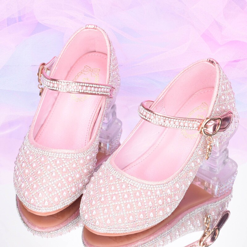 Kõrge kontsaga sandaalid tüdrukutele Uued kevadised ja sügisesed Baby Performance nahast kingad väikestele tüdrukutele Barefoot sandaalid Baby Girl