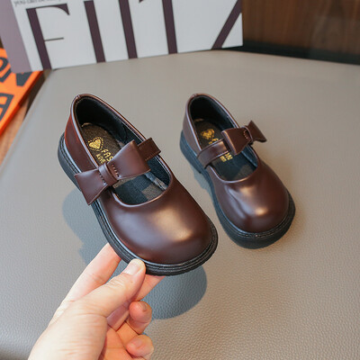 Tüdrukute nahast kingad lastele Pulmakleit Printsess Koolikingad Lastele Suvised vöörisõlm mustad Tudengisandaalid Korea moes