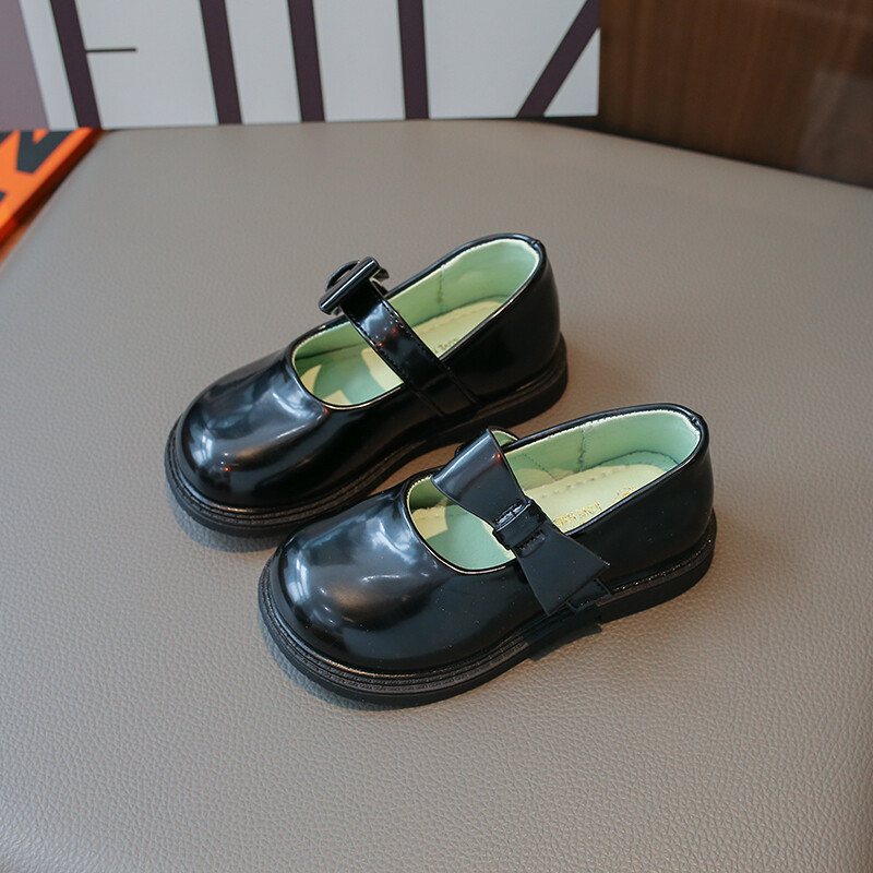 Tüdrukute nahast kingad lastele Pulmakleit Printsess Koolikingad Lastele Suvised vöörisõlm mustad Tudengisandaalid Korea moes