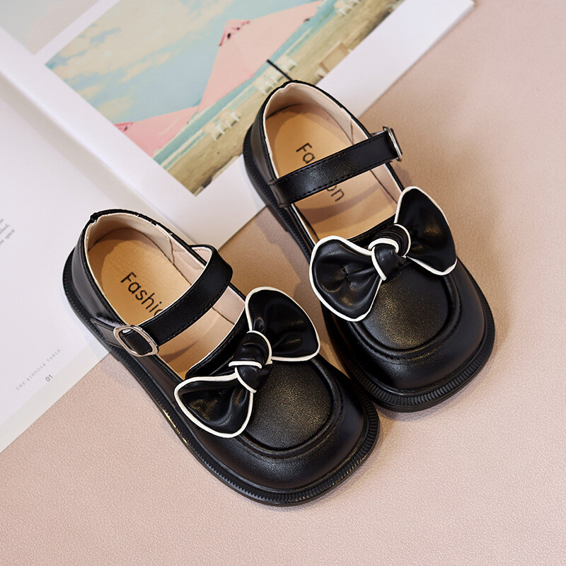 Tüdrukute kingad Lasteprintsessi väikesed kingad 2024. aasta kevad ja sügis, uus sügis, mustad kingad tüdrukutele