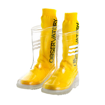 Παιδικά αγόρια για κορίτσια Rainboots Clear Child Girl αδιάβροχα παπούτσια PVC μαλακές μπότες βροχής Ψηλό Top Μαθητές Κορίτσια αγόρια Rainboots από καουτσούκ