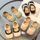 Lilleääristega luksuslikud disainjalatsid tüdrukutele, lapsed 2024, uued kevadsuvised väikelaste tüdrukute nahast kingad Printsess Mary Jane H01188