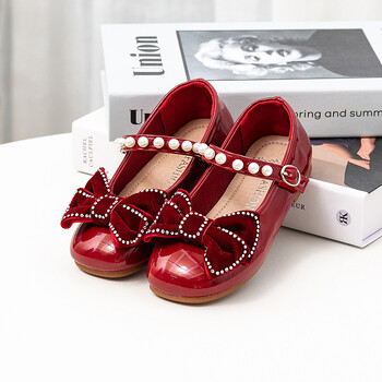 Παιδικά Princess Shoes with Bowknot Fashion Μικρά κορίτσια Κόκκινα δερμάτινα παπούτσια για Χριστουγεννιάτικο Πρωτοχρονιάτικο πάρτι Παιδικά Μονά Παπούτσια 2-10Τ