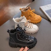 Lastejalatsid Sügisene Briti stiilis poiste poolsaapad Pehmest nahast tüdrukute lumesaapad Moodsad laste tossud suurus 26-37 Spordijalatsid