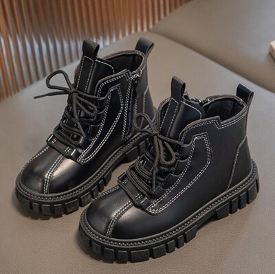 Lastejalatsid Sügisene Briti stiilis poiste poolsaapad Pehmest nahast tüdrukute lumesaapad Moodsad laste tossud suurus 26-37 Spordijalatsid