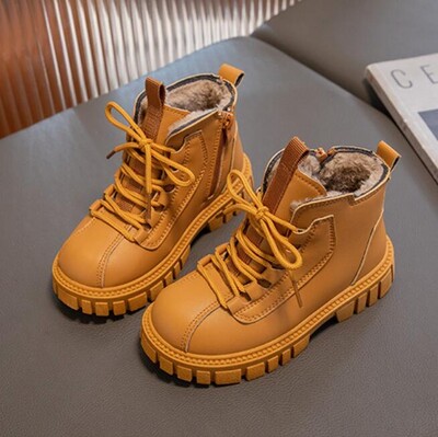 Lastejalatsid Sügisene Briti stiilis poiste poolsaapad Pehmest nahast tüdrukute lumesaapad Moodsad laste tossud suurus 26-37 Spordijalatsid