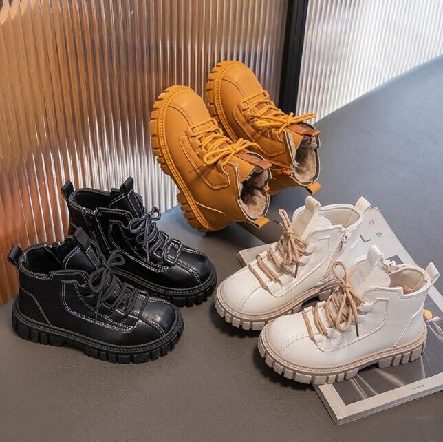 Lastejalatsid Sügisene Briti stiilis poiste poolsaapad Pehmest nahast tüdrukute lumesaapad Moodsad laste tossud suurus 26-37 Spordijalatsid