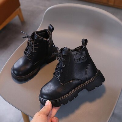 Sügistalv Beebi Lapsed Lühikesed saapad Soojad poisid Tüdrukud Kingad Pu Nahast Lastesaapad Mood Väikelaste Saapad Laste Lumekingad