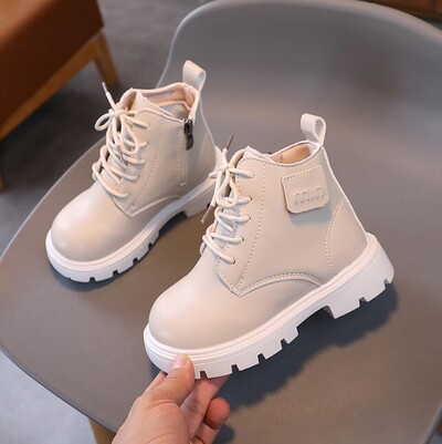 Sügistalv Beebi Lapsed Lühikesed saapad Soojad poisid Tüdrukud Kingad Pu Nahast Lastesaapad Mood Väikelaste Saapad Laste Lumekingad