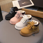 Talvised lapsed Võitlussaapad Karvase voodriga Laste Poolsaapad Moodsad poisid Tüdrukud Lühikesed saapad Üliõpilaste libisemiskindlad jalanõud Jalatsid H07032